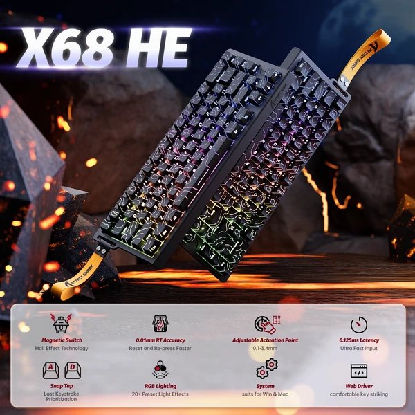 Attack Shark X68HE bllackline — 1